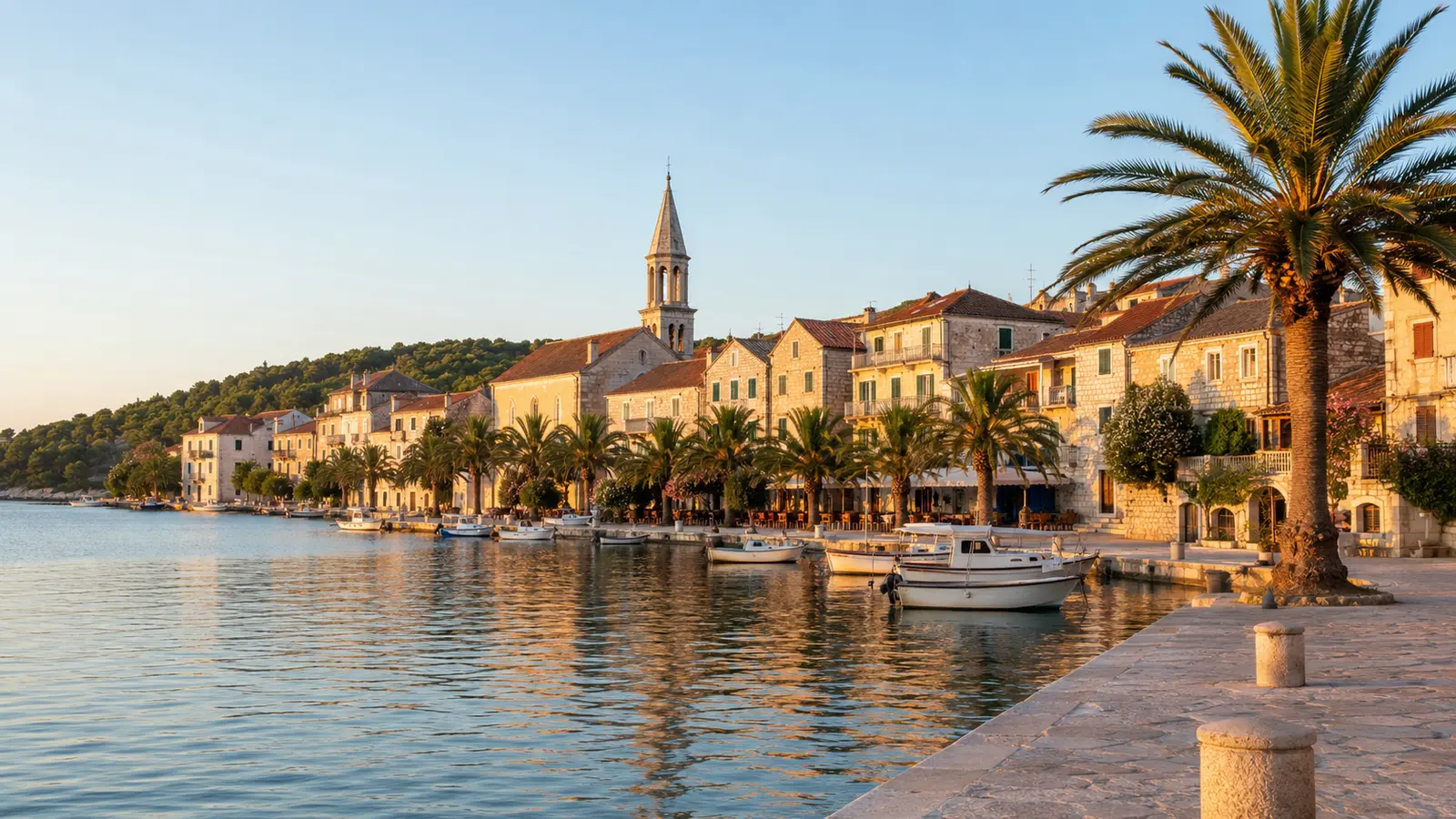 Stari Grad waterfront on Hvar Island served by local taxi transfers